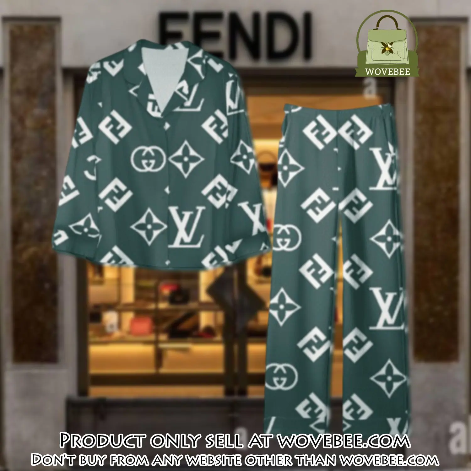 Trending luxury fendi satin pajama set pjs1049 wvb1405885